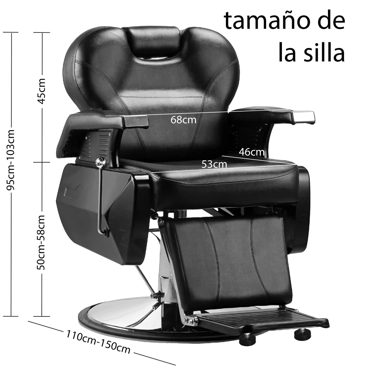 Sillon Silla Barbero Barberia Estetica Peluqueria Neumatico Color Negro Forma De La Base Redonda Tipo De Respaldo Cuero Tres Águila