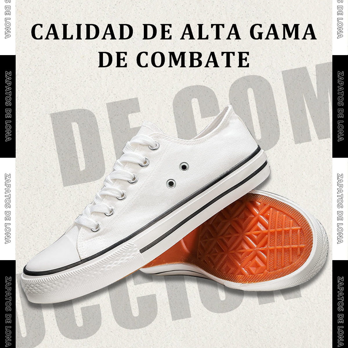Zapatos Casuales Y Cómodos De Lona Piel Tenis Para Mujer Calidad De Alta Gama De Combate Restsuko