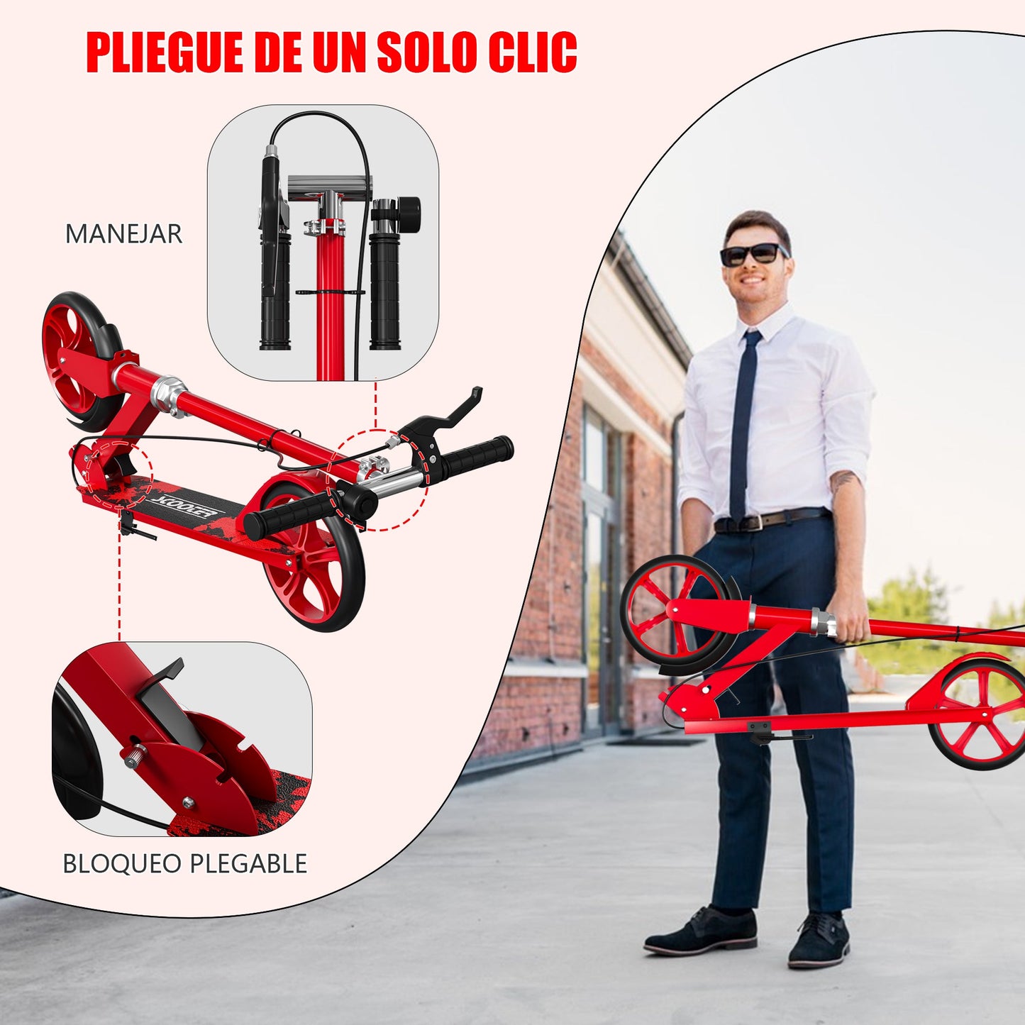 Ciclomotor Scooter 4 Niveles Ajustable Plegable Multicolor Restsuko
