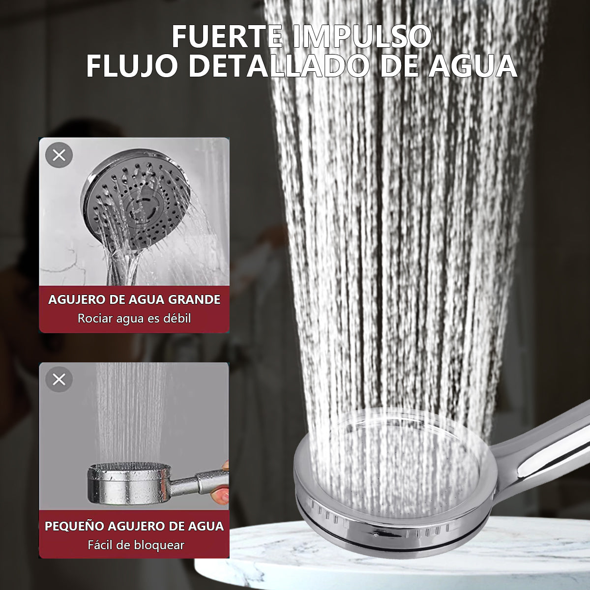 Ducha De Lluvia De Alta Presión Regadera Redonda Baño Cabeza De Ducha Restsuko Bici