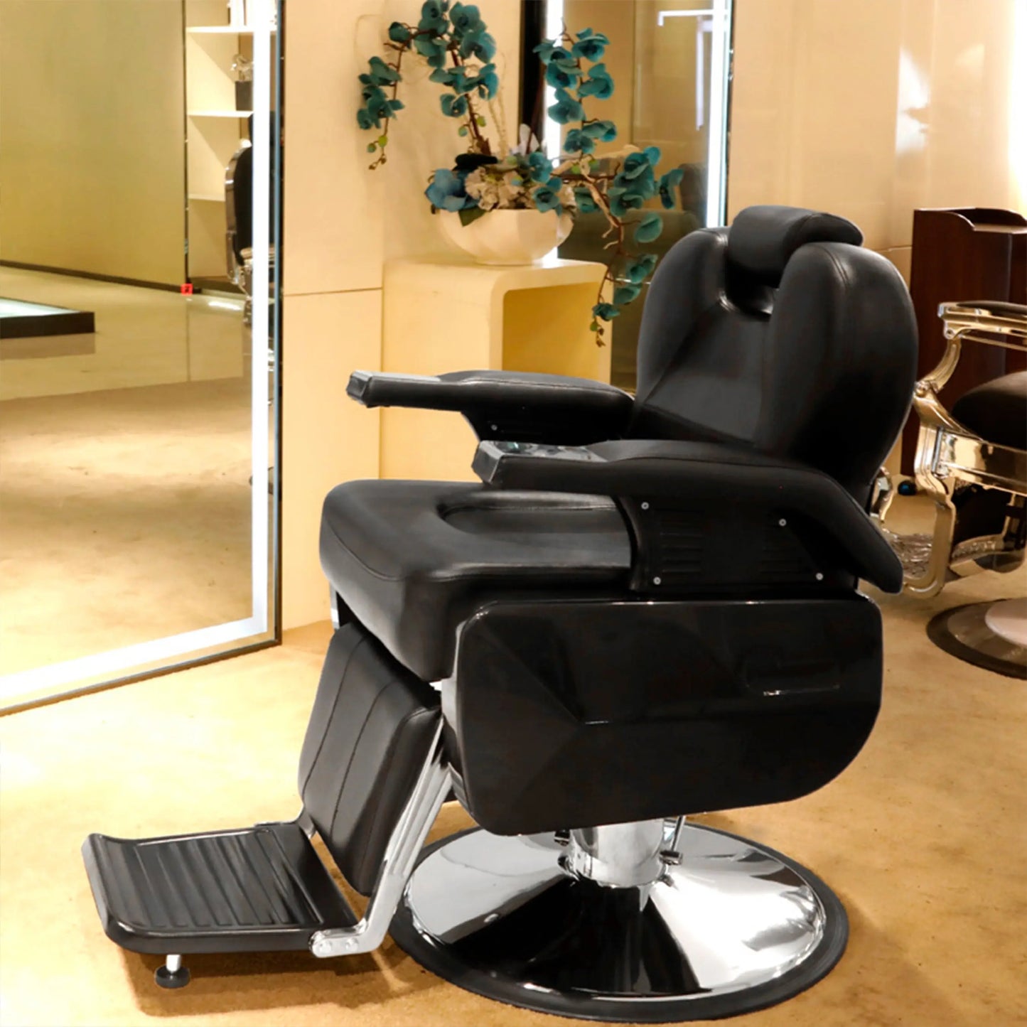 Sillon Silla Barbero Barberia Estetica Peluqueria Neumatico Color Negro Forma De La Base Redonda Tipo De Respaldo Cuero Tres Águila