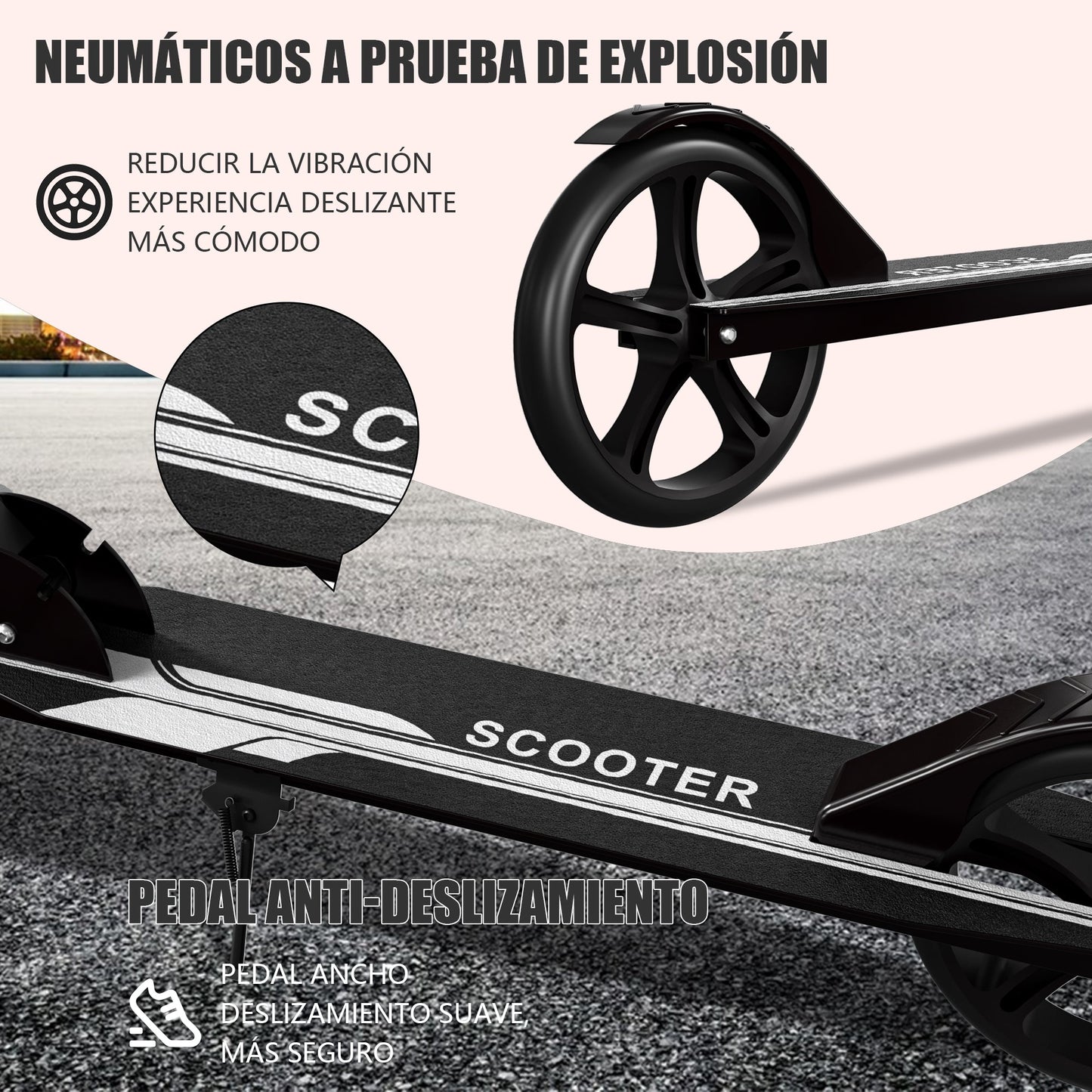 Patin Scooter con Freno De Mano Plegable Ajustable para Niños y Adultos Restsuko
