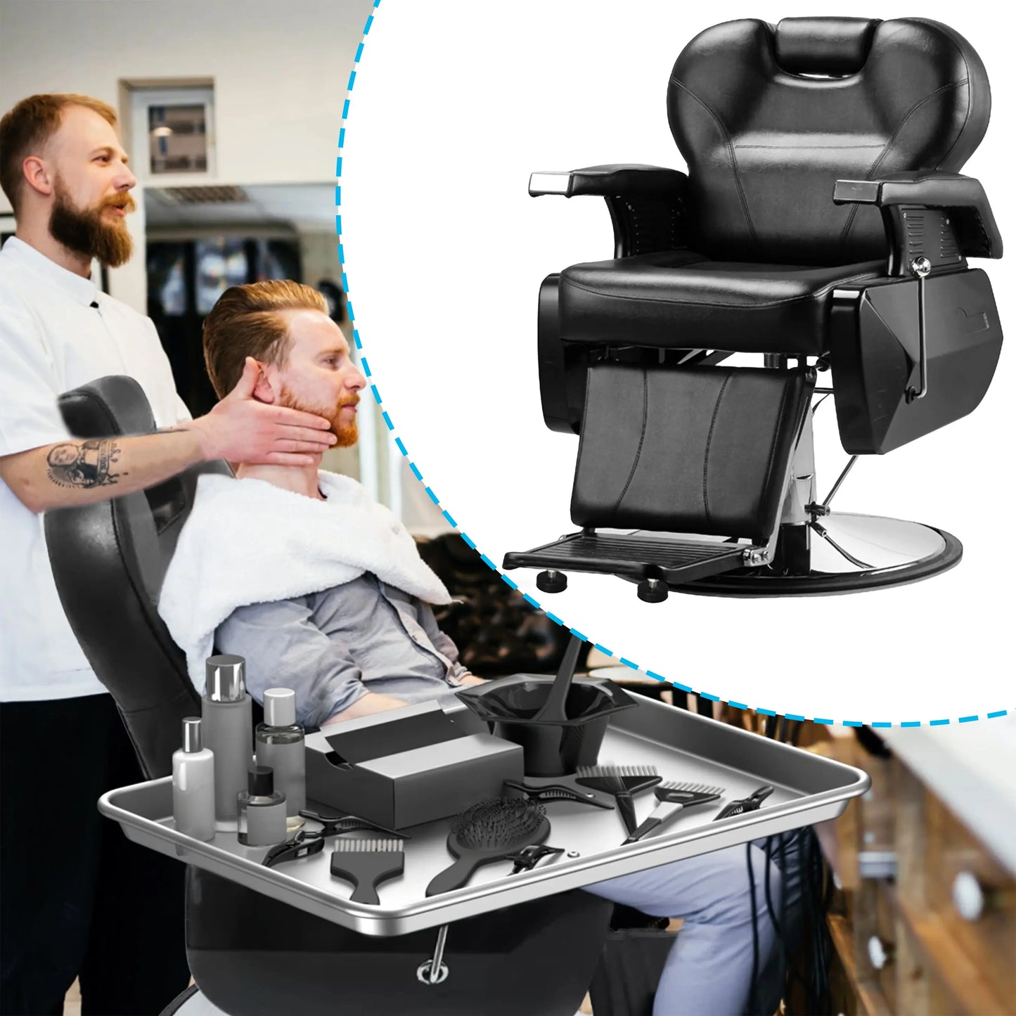 Sillon Silla Barbero Barberia Estetica Peluqueria Neumatico Color Negro Forma De La Base Redonda Tipo De Respaldo Cuero Tres Águila