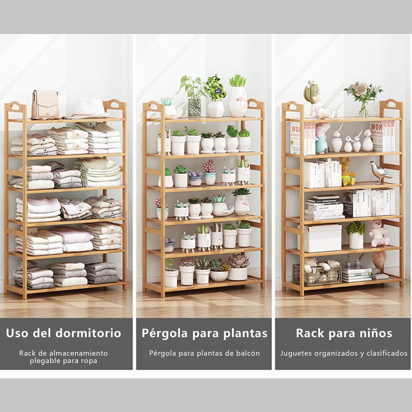 Zapateras Almacenamiento Zapatos Bamboo En Plano 6 Niveles Tres Águila