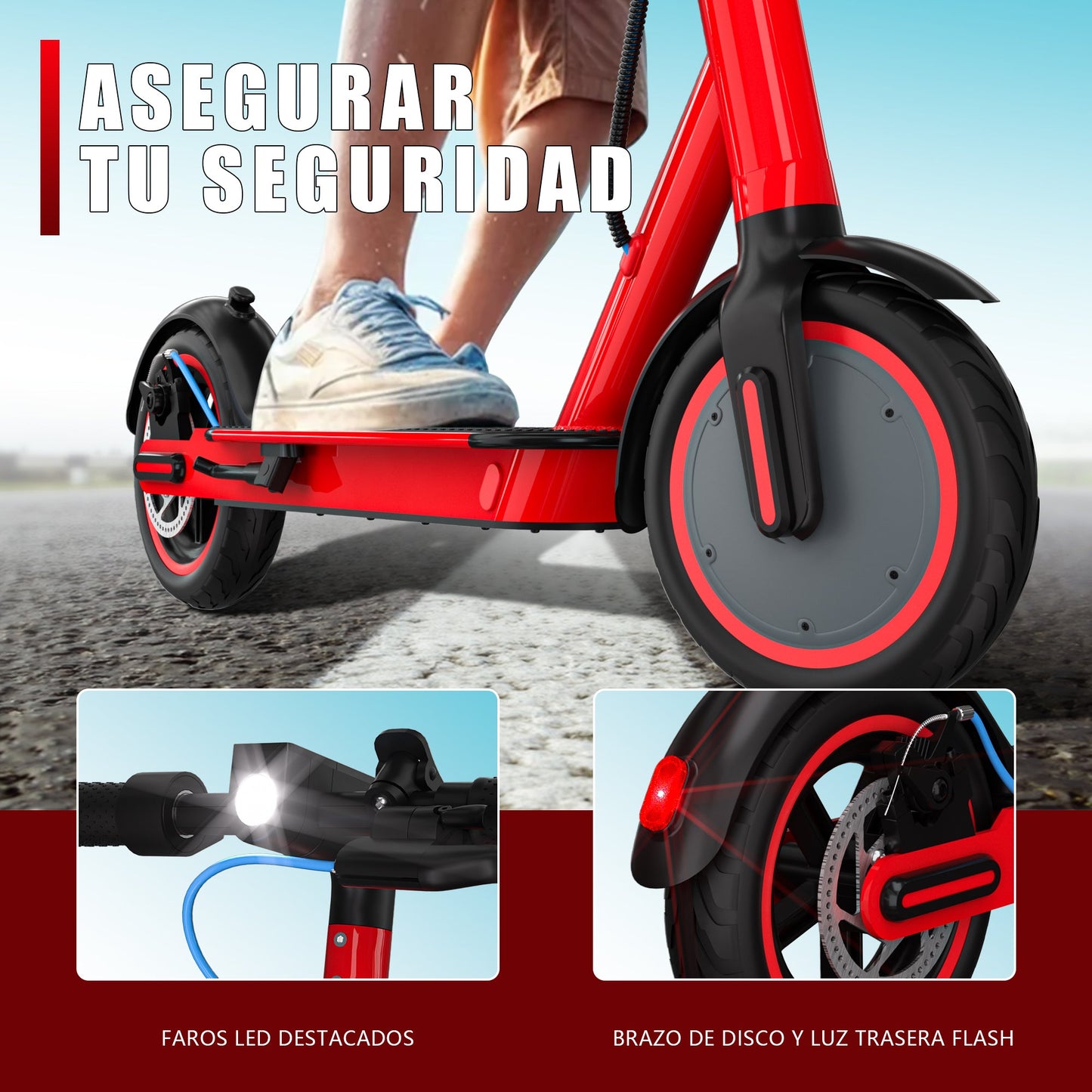 Patineta Eléctrica Plegable Inteligente Color Rojo- El Compañero Omnipotente para el Desplazamiento Urbano Restsuko
