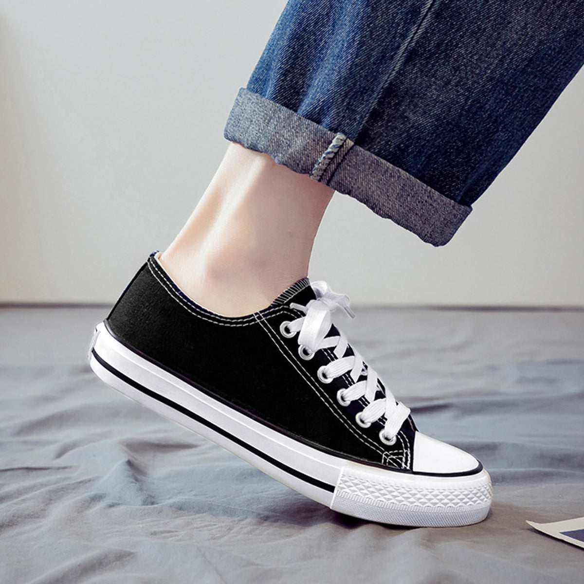 Zapatos Casuales Y Cómodos De Lona Piel Tenis Para Mujer Calidad De Alta Gama De Combate Restsuko