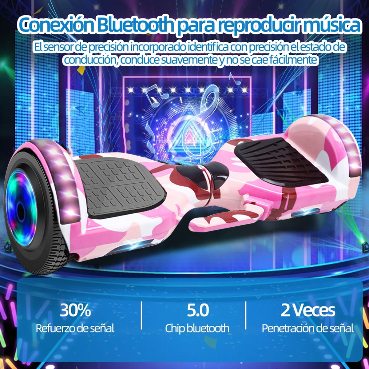 Aerotabla Patineta Eléctrica 250w Con Bluetooth Luces Led Restsuko