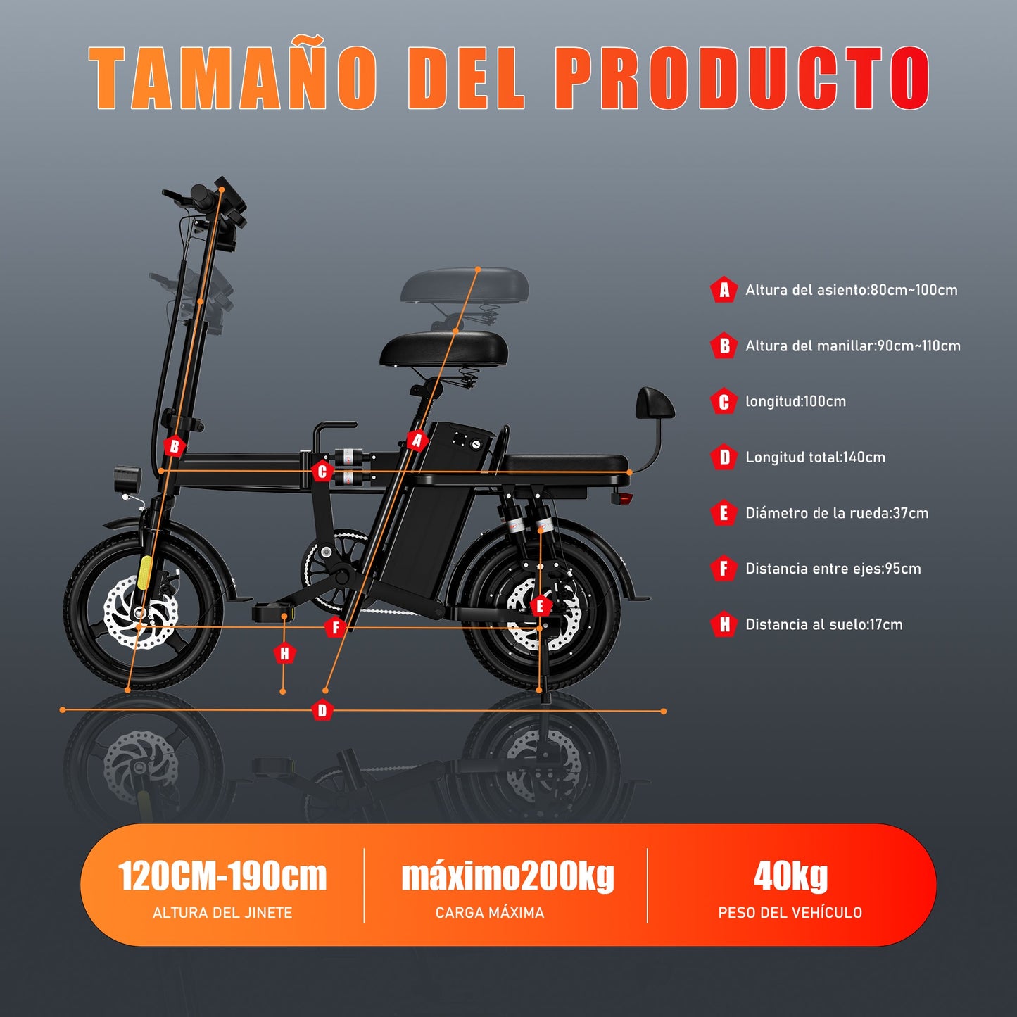 Bicicleta Eléctrica Plegable Uber Eats S1 Adulto Autonomía 60km Restsuko