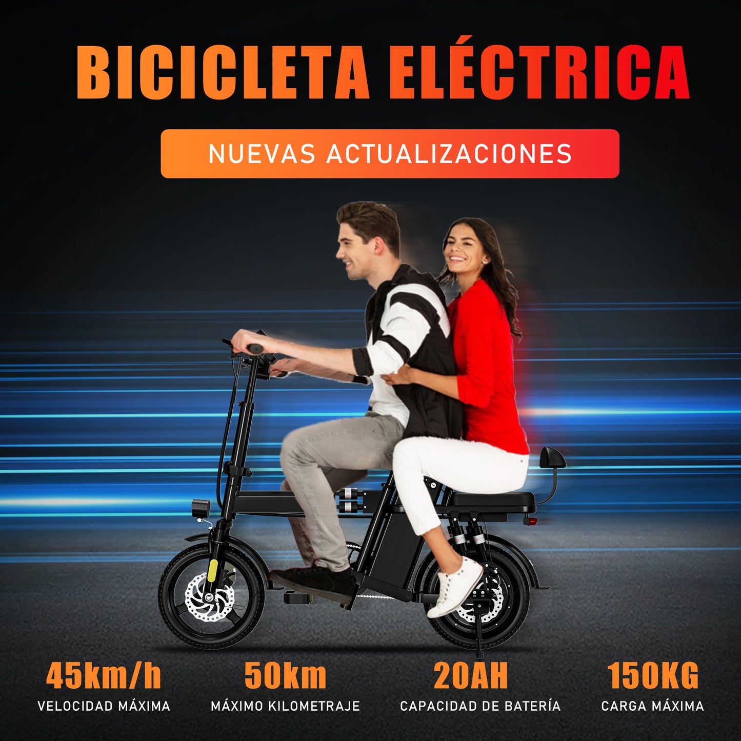 Bicicleta Eléctrica Plegable Uber Eats S1 Adulto Autonomía 60km