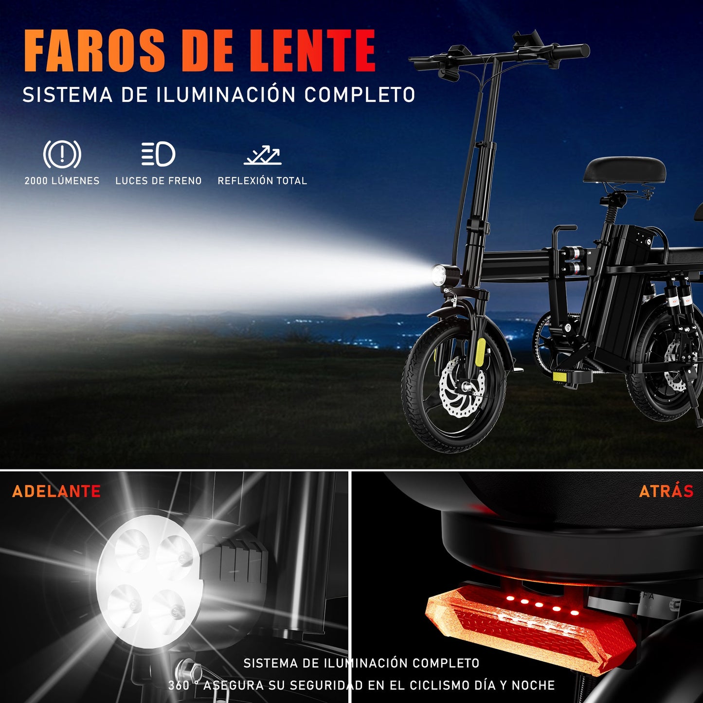 Bicicleta Eléctrica Plegable Uber Eats S1 Adulto Autonomía 60km Restsuko