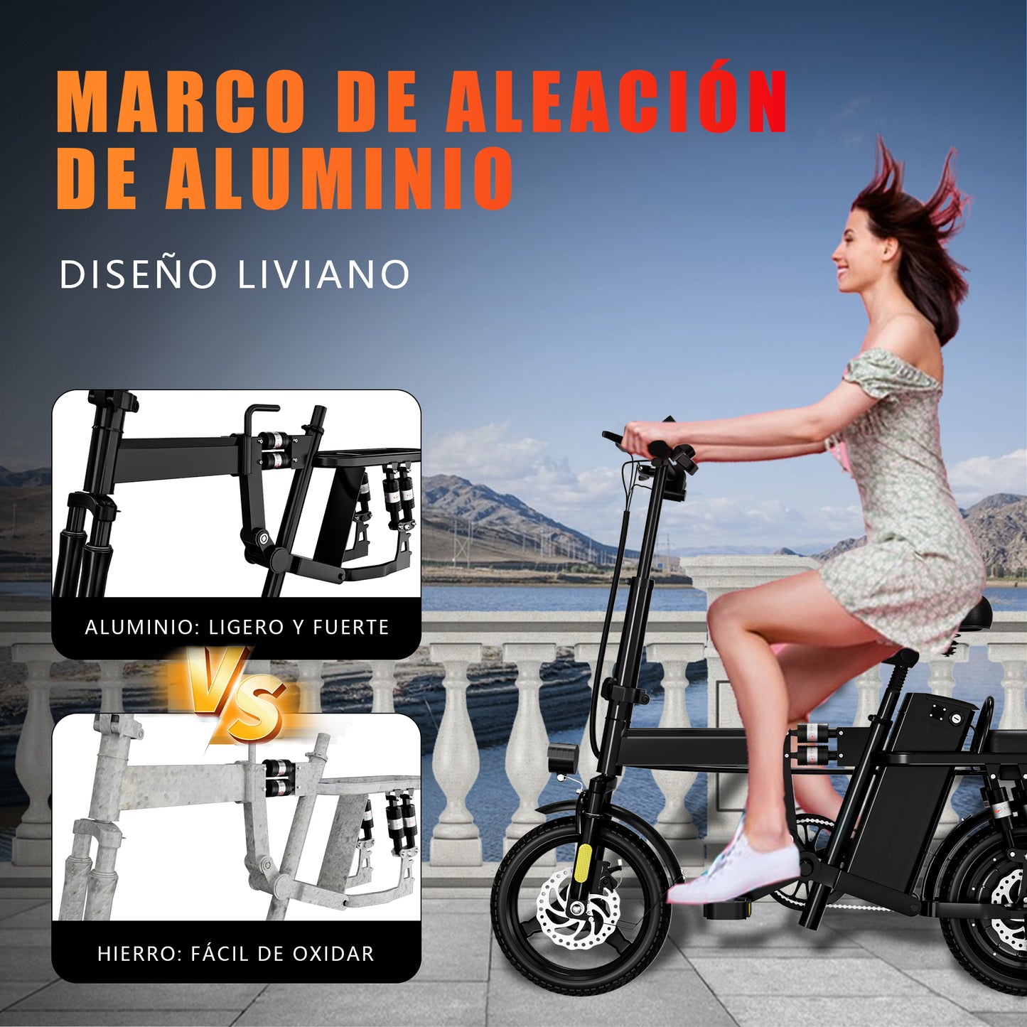 Bicicleta Eléctrica Plegable Uber Eats S1 Adulto Autonomía 60km