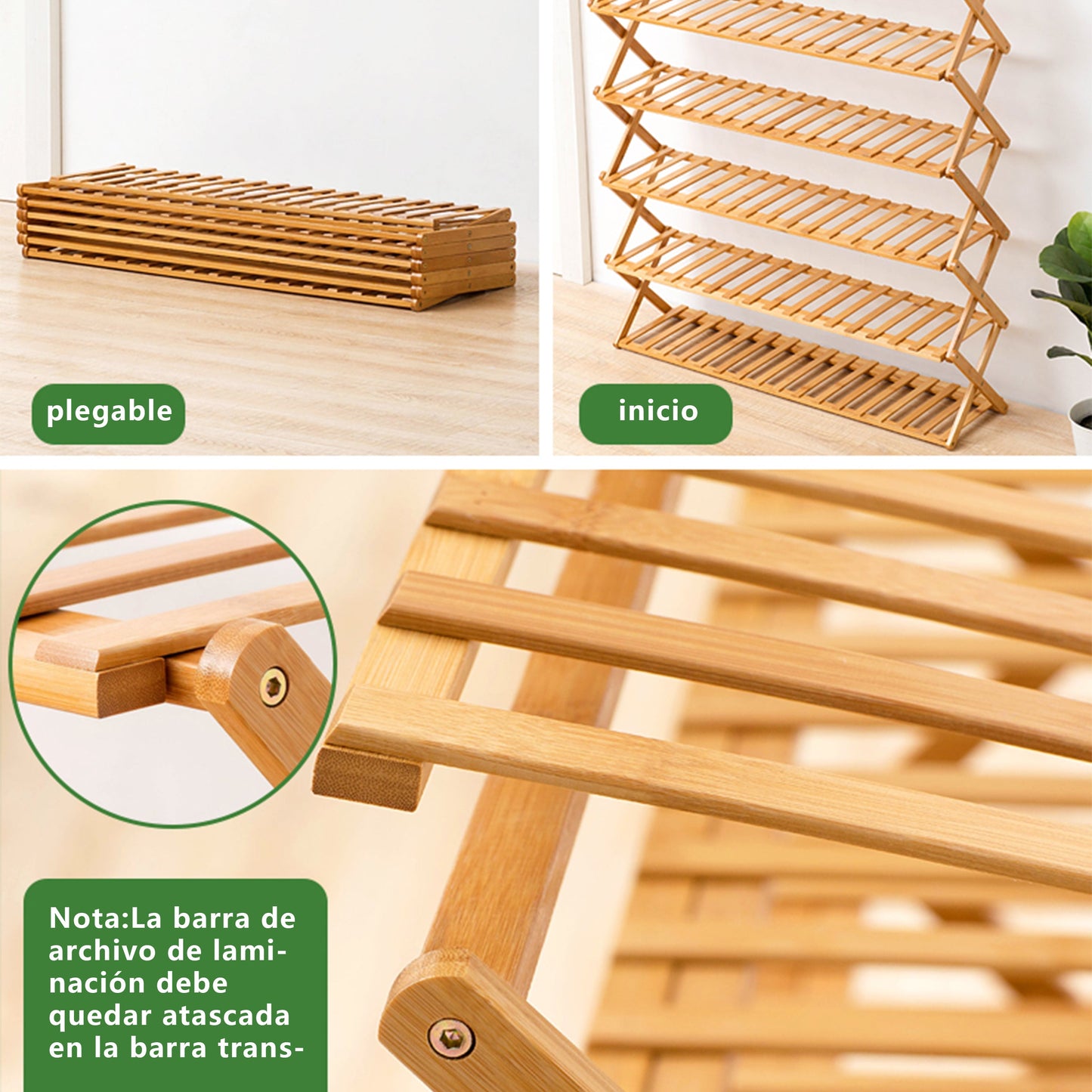 Zapateras Almacenamiento Zapatos Bamboo Modelo en X 6 Niveles Tres Águila