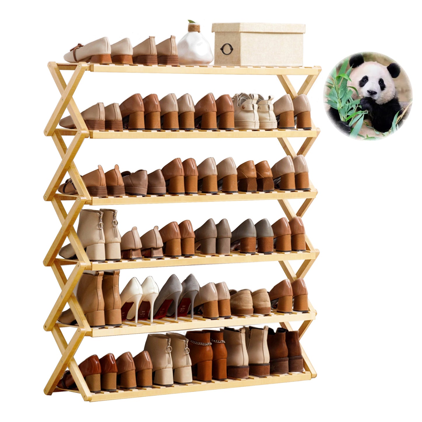 Zapateras Almacenamiento Zapatos Bamboo Modelo en X 6 Niveles Tres Águila