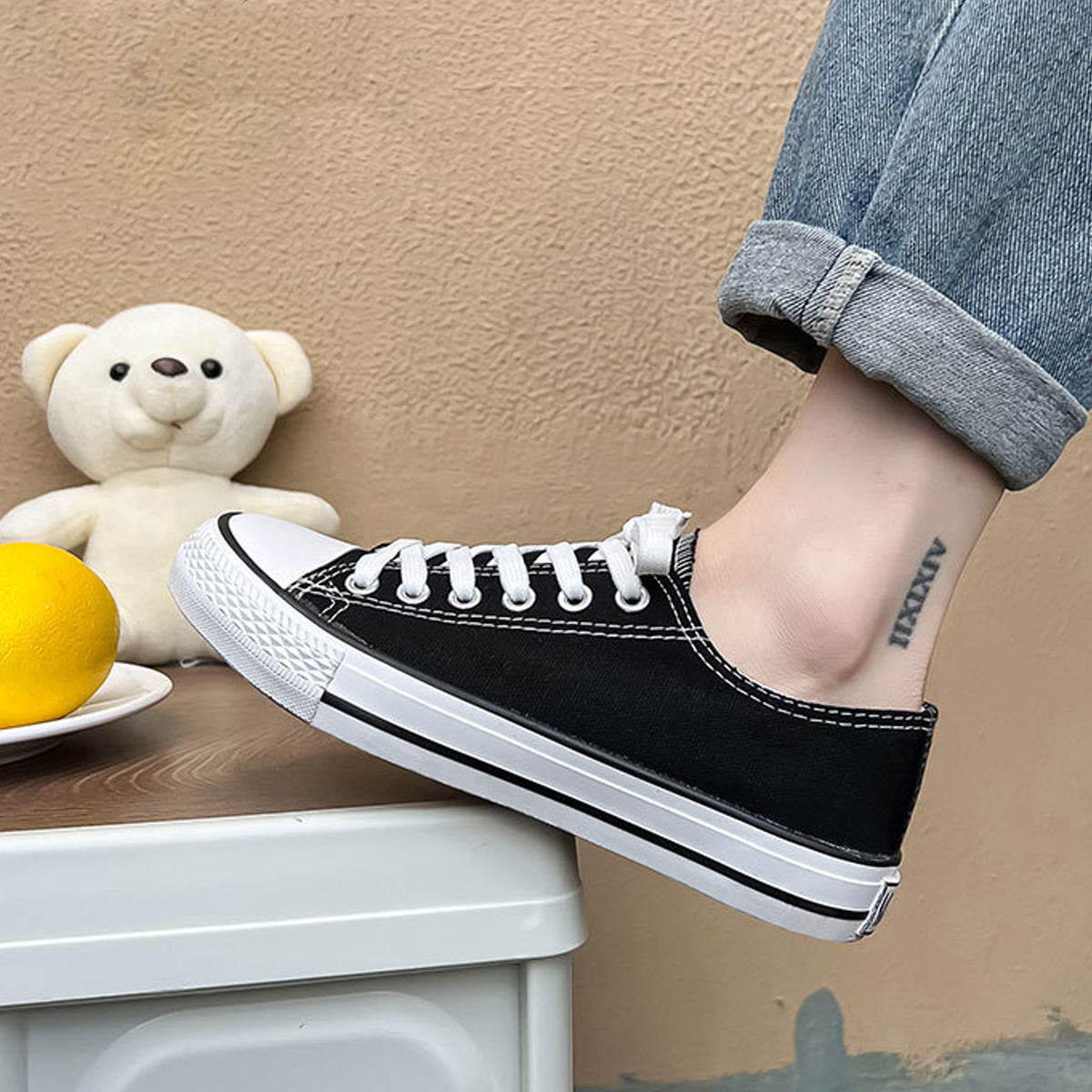 Zapatos Casuales Y Cómodos De Lona Piel Tenis Para Mujer Calidad De Alta Gama De Combate Restsuko