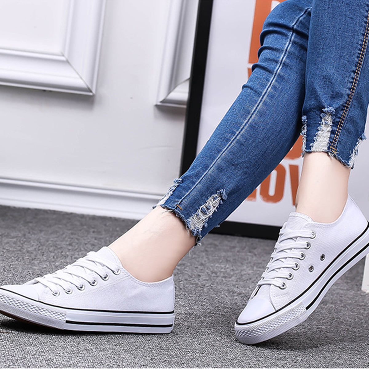 Zapatos Casuales Y Cómodos De Lona Piel Tenis Para Mujer Calidad De Alta Gama De Combate Restsuko