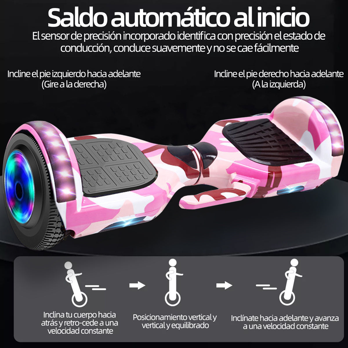 Aerotabla Patineta Eléctrica 250w Con Bluetooth Luces Led Restsuko