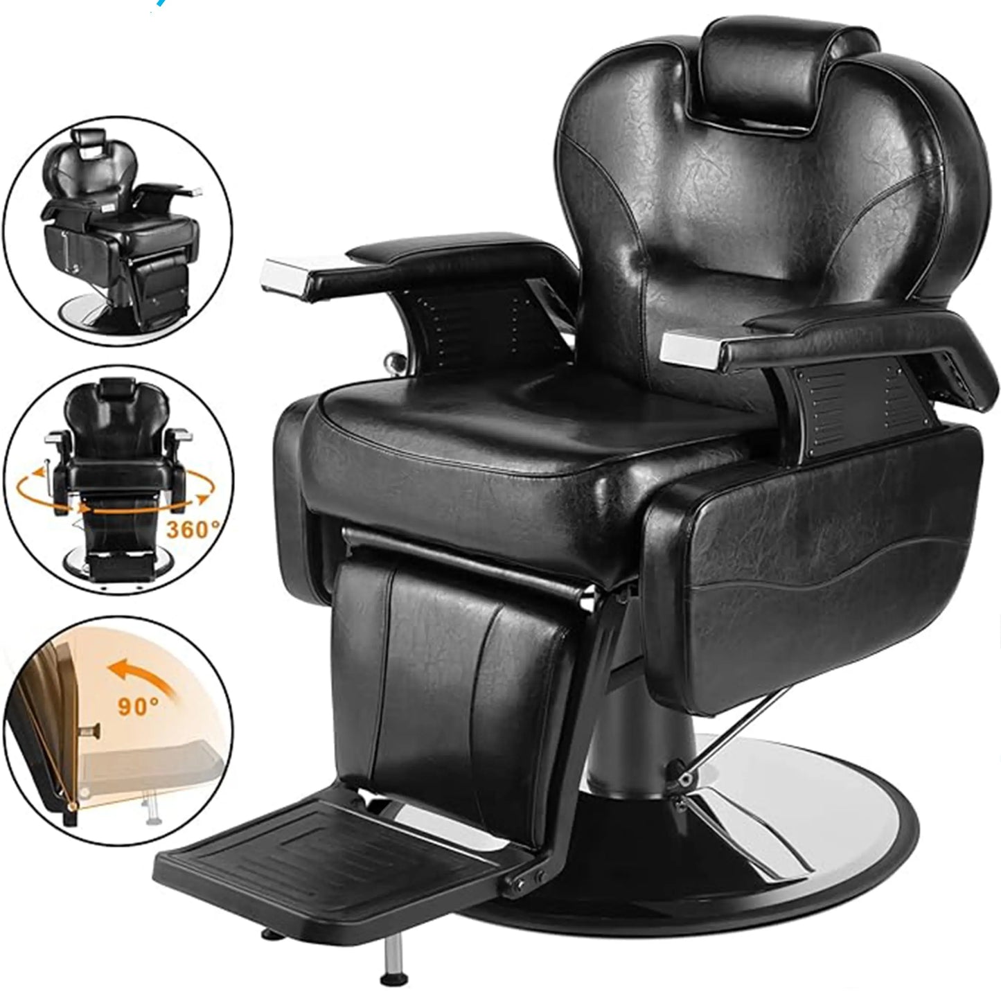 Sillon Silla Barbero Barberia Estetica Peluqueria Neumatico Color Negro Forma De La Base Redonda Tipo De Respaldo Cuero Tres Águila