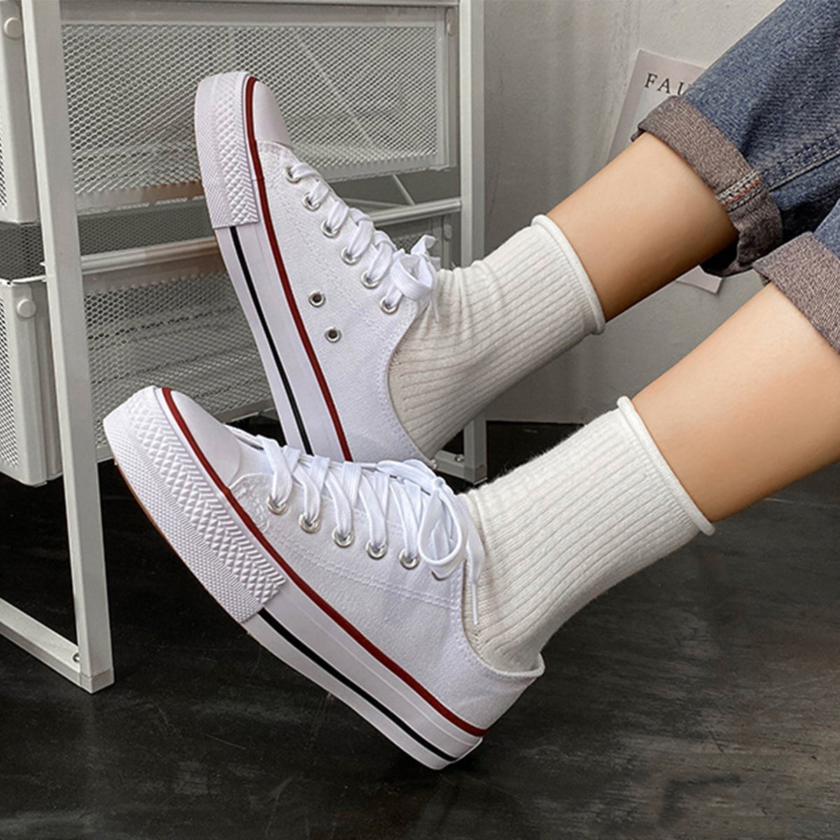 Zapatos Casuales Y Cómodos De Lona Piel Tenis Para Mujer Calidad De Alta Gama De Combate Restsuko