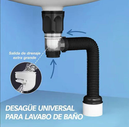 Desagüe Fexible Lavado Bloqueador Olores Tubo de drenaje Extensible