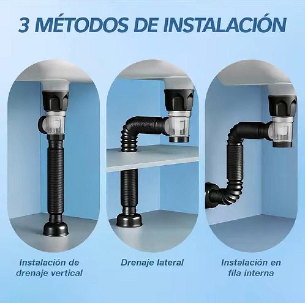 Desagüe Fexible Lavado Bloqueador Olores Tubo de drenaje Extensible