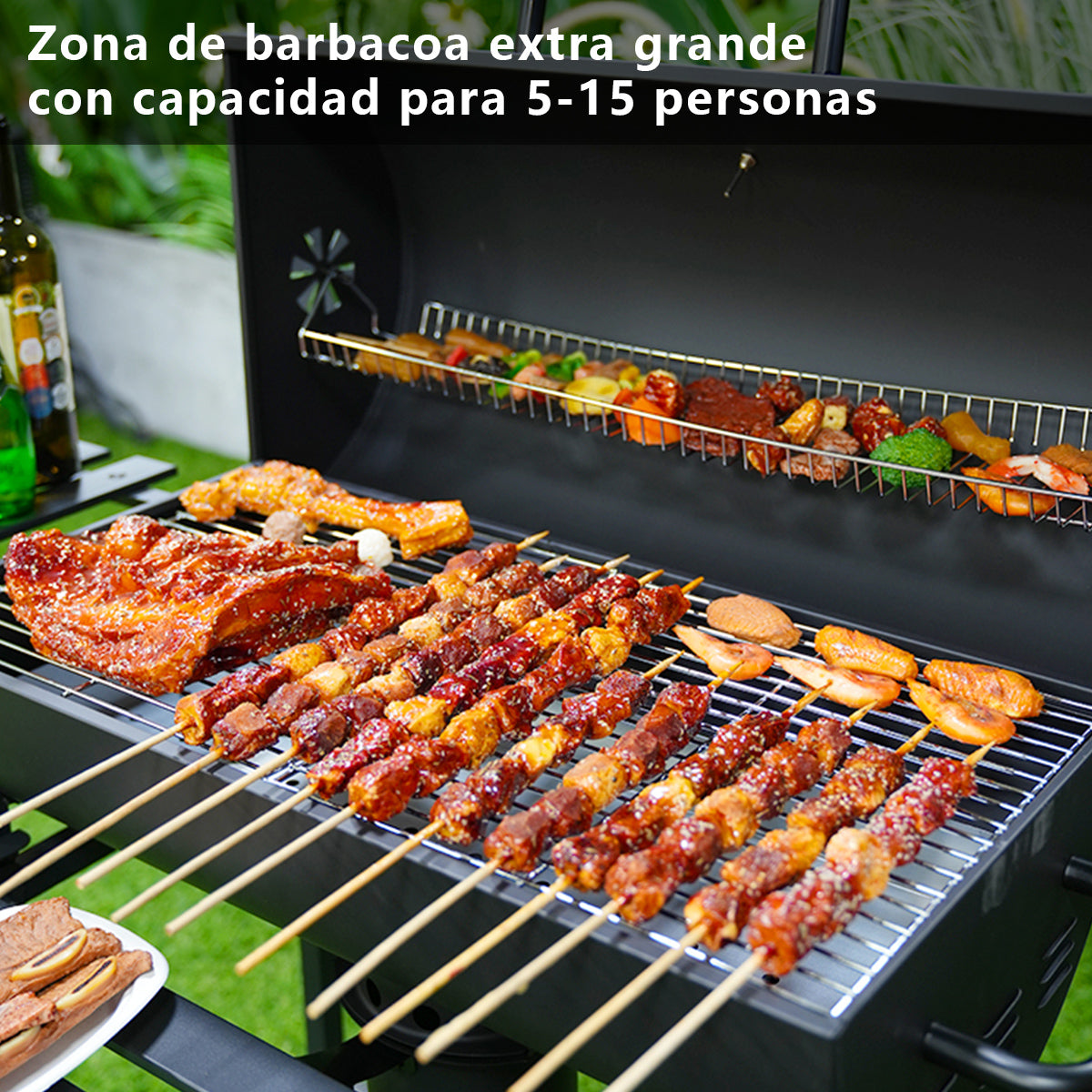 Parrilla De Carbón Barbacoa Jardín Picnic Robusta Móvil Color Negro Tres Águila