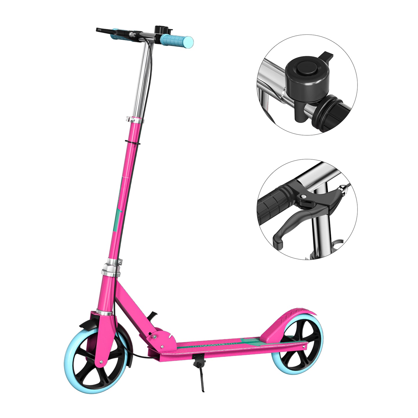 Patin Scooter con Freno De Mano Plegable Ajustable para Niños y Adultos Color Rosa