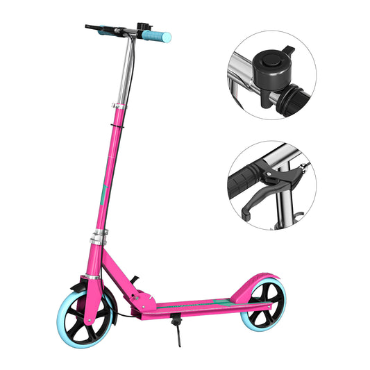 Patin Scooter con Freno De Mano Plegable Ajustable para Niños y Adultos Color Rosa