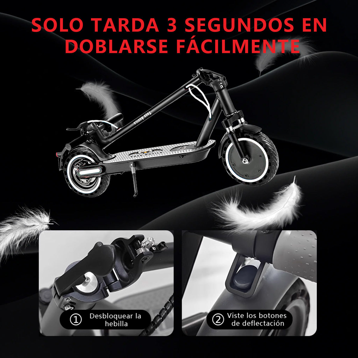 Scooter Eléctrico Patín Plegable Con Luz Led 7 Colores