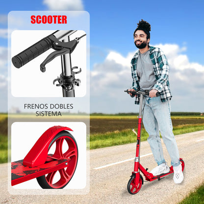 Patin Scooter con Freno De Mano Plegable Ajustable para Niños y Adultos Color Rosa Color Rojo