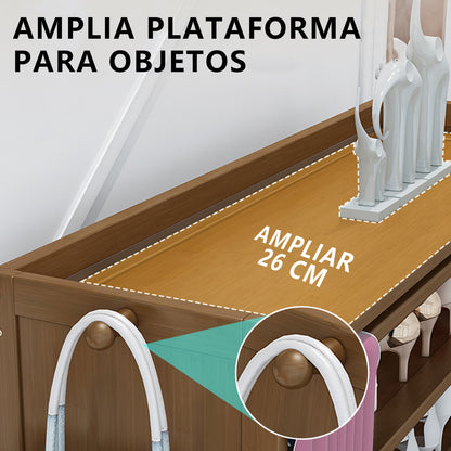 Zapatero Multifuncional Estante Para Zapatos Madera 6 Pisos Cortina En Bamboo 42 Par 107*98*28cm Restsuko Bici