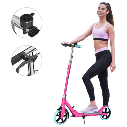 Patin Scooter con Freno De Mano Plegable Ajustable para Niños y Adultos Color Rosa