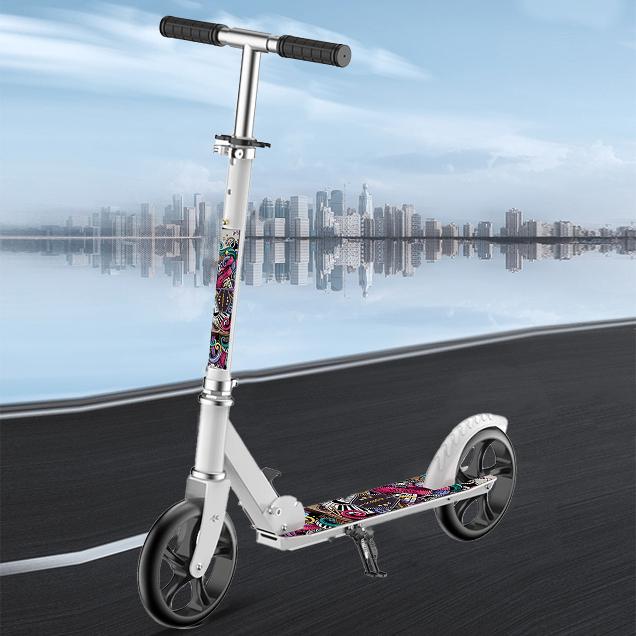 Ciclomotor Scooter 4 Niveles Ajustable Plegable Multicolor