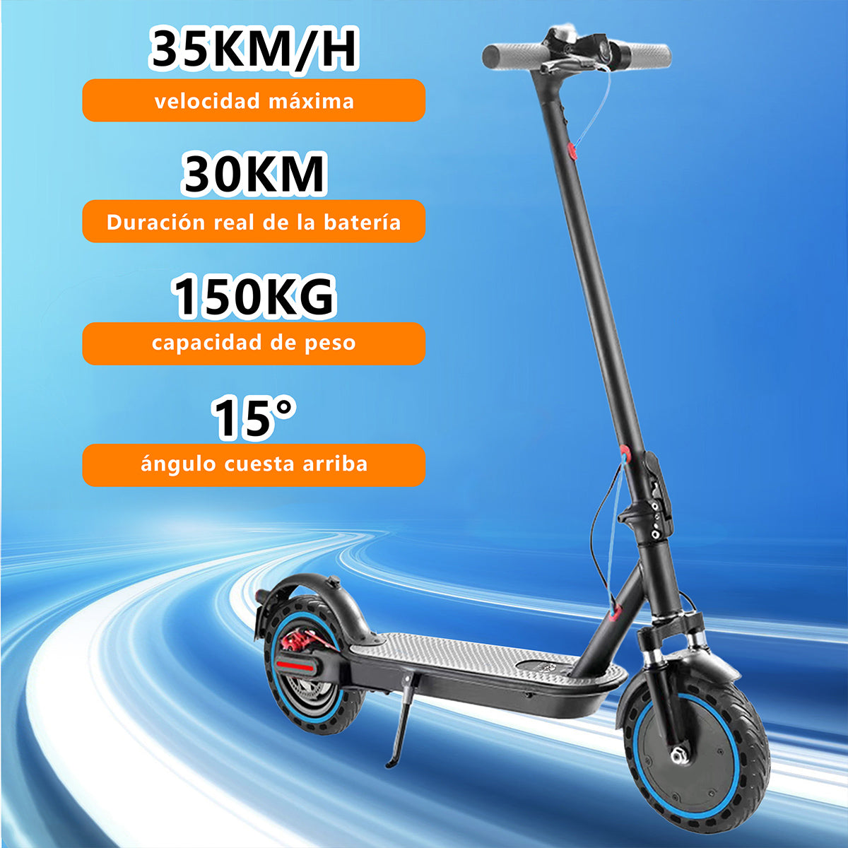 Scooter Patinete Eléctrico 36v 7.8ah Y Negro 35km/h Plegable