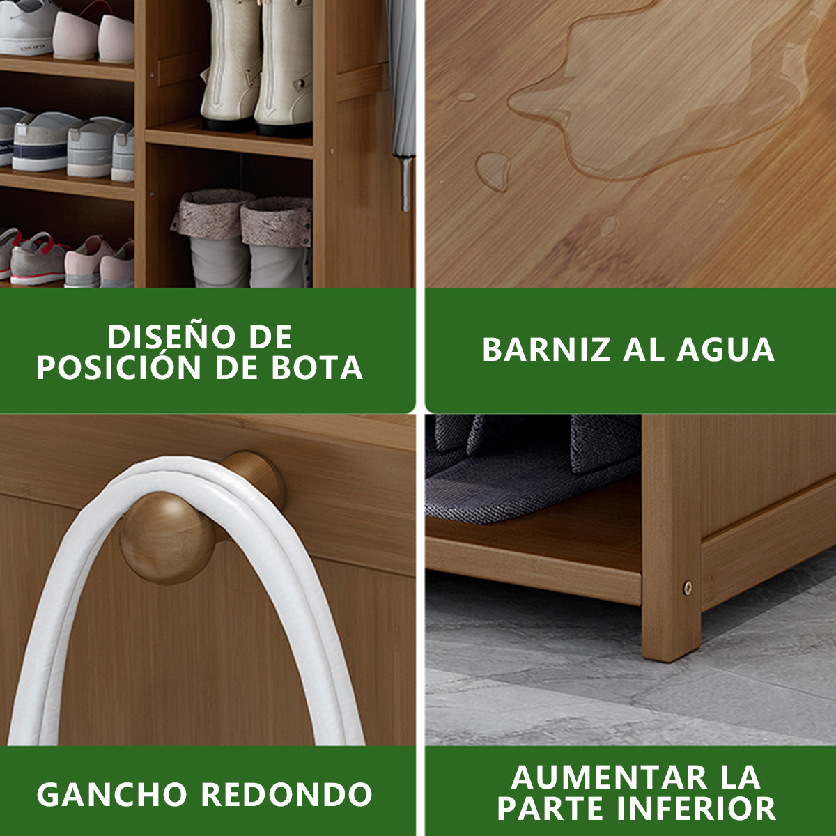Zapatero Multifuncional Estante Para Zapatos Madera 6 Pisos Cortina En Bamboo 42 Par 107*98*28cm Restsuko Bici