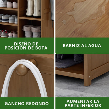 Zapatero Multifuncional Estante Para Zapatos Madera 6 Pisos Cortina En Bamboo 42 Par 107*98*28cm Restsuko Bici