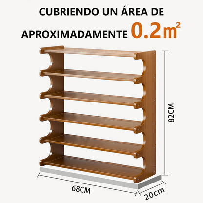 Zapatero Organizadora de Bamboo con 6 Niveles y un Almacenamiento Amplio con 82x68x20cm Estructura de Bambu para Zapatos y otros Adornos y Accesorios