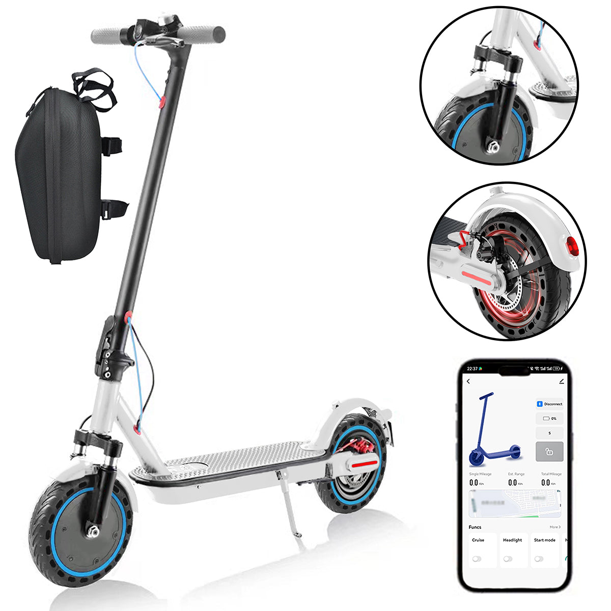 Scooter Patinete Eléctrico 36v 7.8ah Y Negro 35km/h Plegable