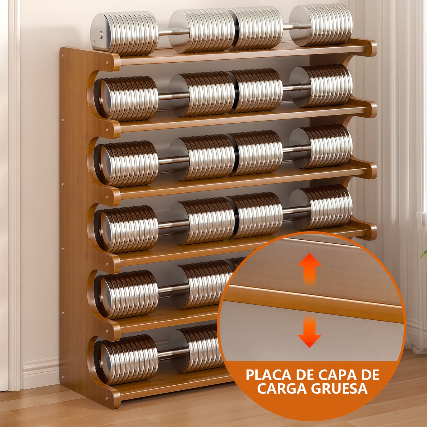 Zapatero Organizadora de Bamboo con 6 Niveles y un Almacenamiento Amplio con 82x68x20cm Estructura de Bambu para Zapatos y otros Adornos y Accesorios