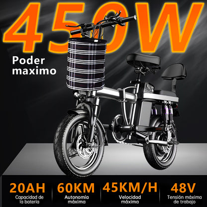 Bicicleta Eléctrica Plegable Uber Eats Adulto Autonomía 80km Real  S1 - Restsuko Bici