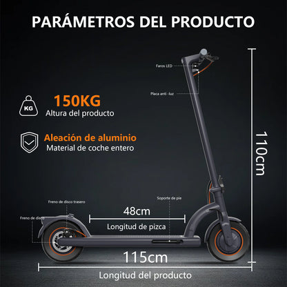 Scooter Electrico 600w Plegable Adulto 35km/h 10 Pulgadas