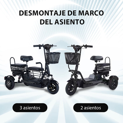 Bicicleta Electrica de tres ruedas Autonomía 40km Mascota Mayores Y Ninos. Triciclo funcional