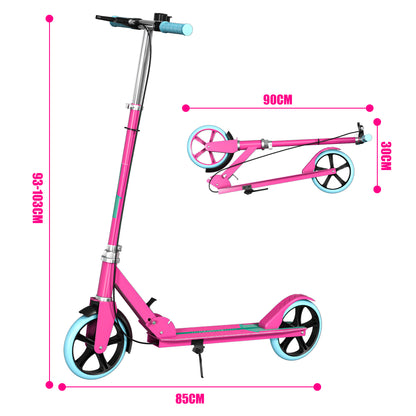 Patin Scooter con Freno De Mano Plegable Ajustable para Niños y Adultos Color Rosa