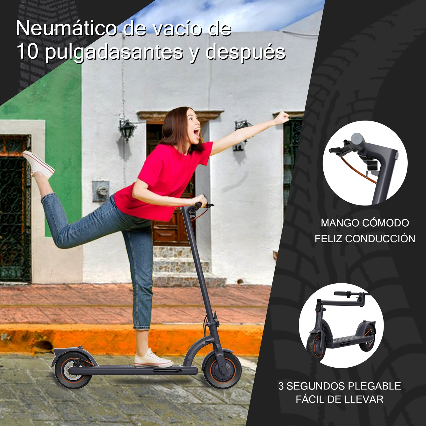 Scooter Electrico 600w Plegable Adulto 35km/h 10 Pulgadas