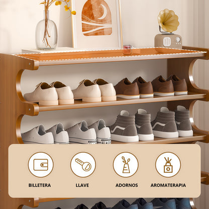 Zapatero Organizadora de Bamboo con 6 Niveles y un Almacenamiento Amplio con 82x68x20cm Estructura de Bambu para Zapatos y otros Adornos y Accesorios