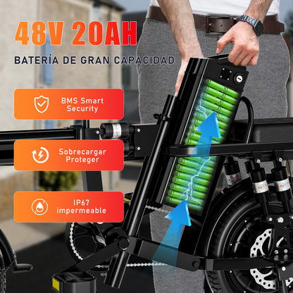 Bicicleta Eléctrica Plegable Uber Eats S1 Adulto Autonomía 60km