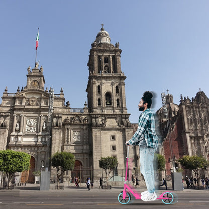 Patin Scooter con Freno De Mano Plegable Ajustable para Niños y Adultos Color Rosa
