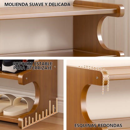 Zapatero Organizadora de Bamboo con 6 Niveles y un Almacenamiento Amplio con 82x68x20cm Estructura de Bambu para Zapatos y otros Adornos y Accesorios