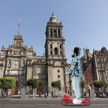 Patin Scooter con Freno De Mano Plegable Ajustable para Niños y Adultos Color Rosa Color Rojo