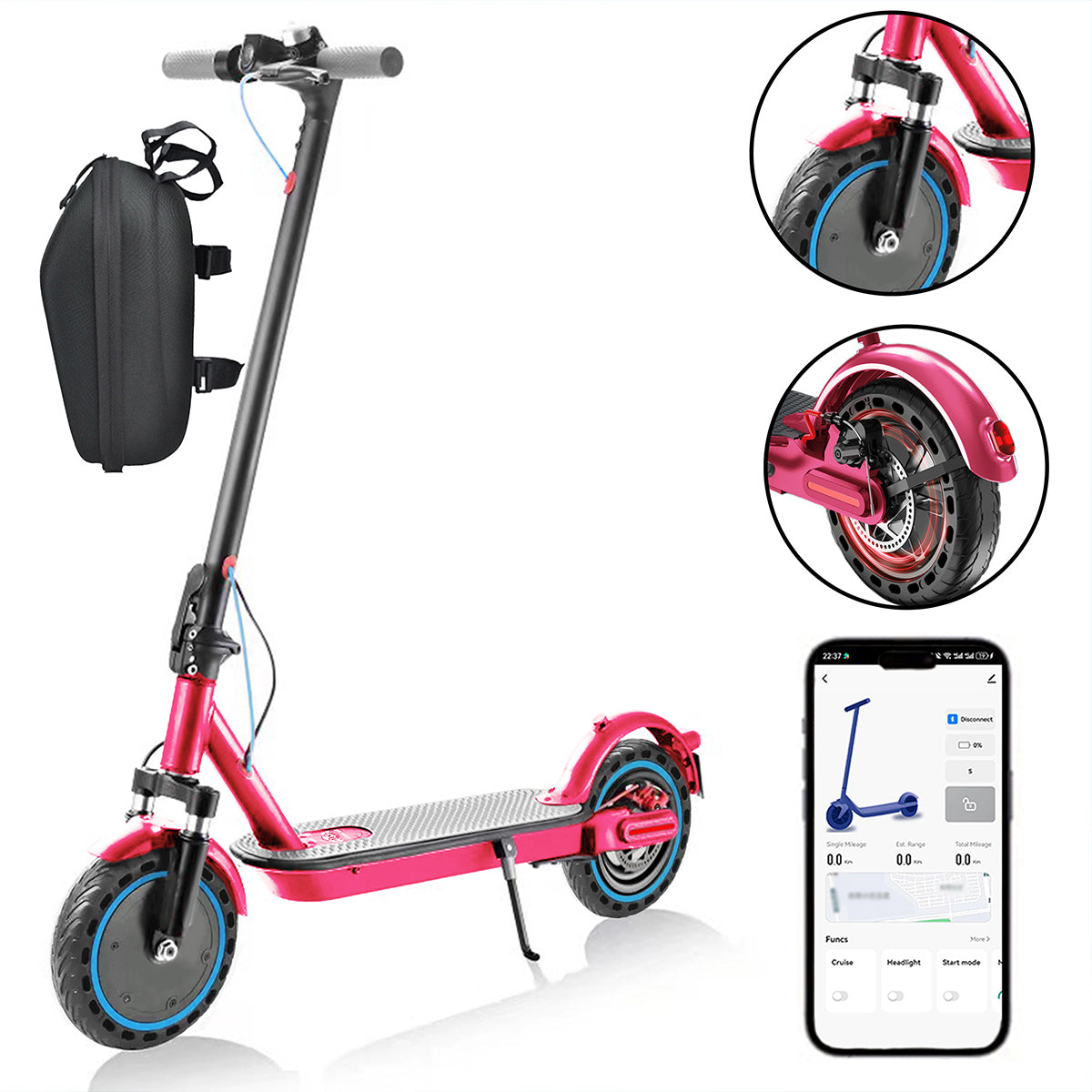 Scooter Patinete Eléctrico 36v 7.8ah Y Negro 35km/h Plegable