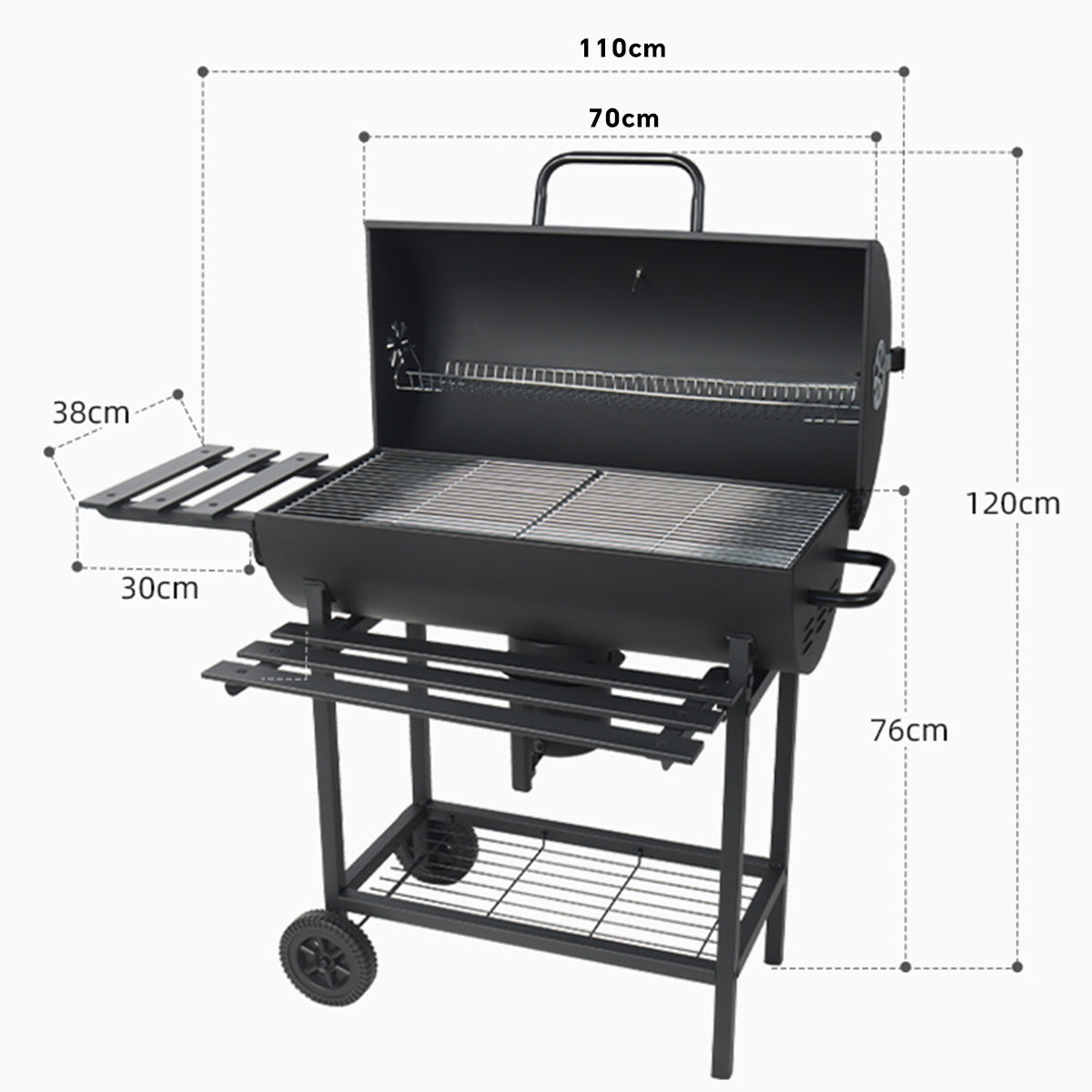 Parrilla De Carbón Barbacoa Jardín Picnic Robusta Móvil Color Negro Tres Águila
